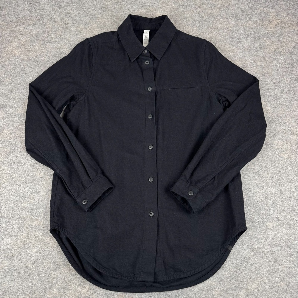 Lululemon Full Day Ahead Button Up Shirt Flannel Black Womens 2‎